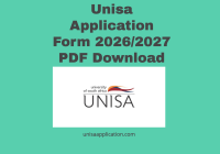 Unisa Application Form 2026/2027 PDF Download