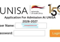Application For Admission At UNISA 2026-2027