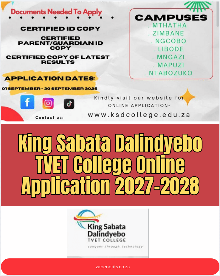 King Sabata Dalindyebo TVET College Online Application 2027-2028