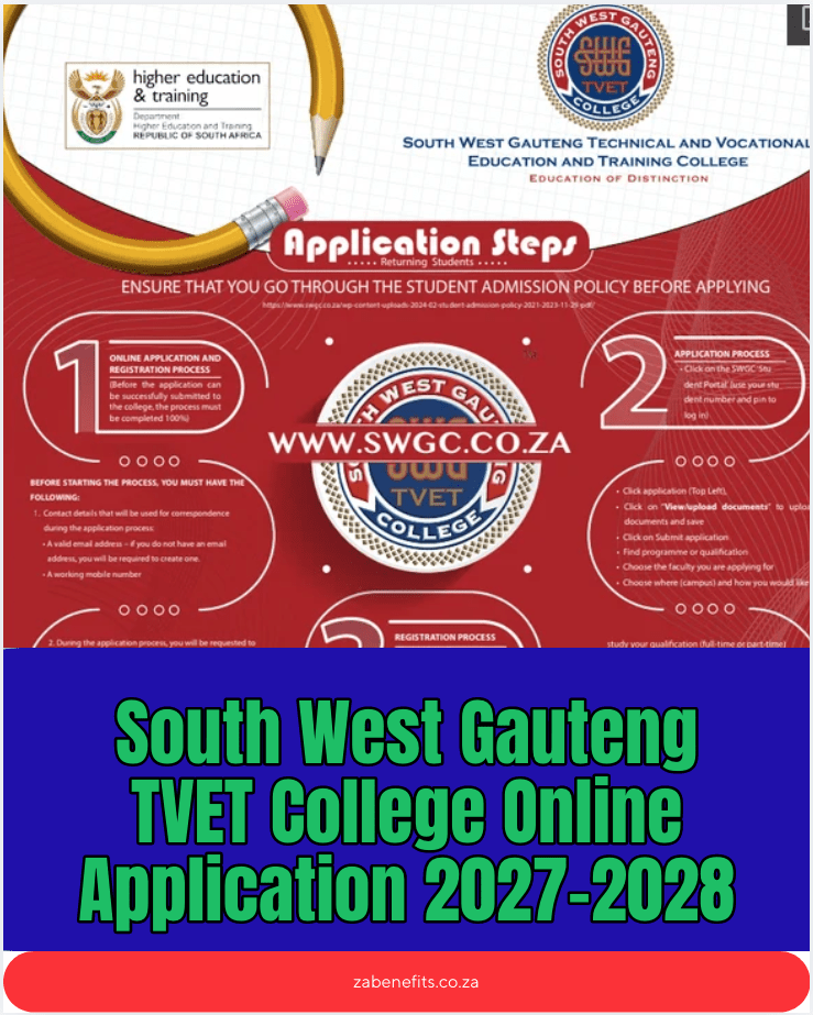 South West Gauteng TVET College Online Application 2027-2028