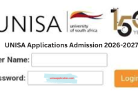 UNISA Applications Admission 2026-2027